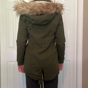 Green Abercrombie&Fitch fuzzy jacket. Size small.